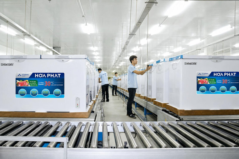 Dây chuyền sản xuất hiện đại tại nhà máy Điện lạnh Hòa Phát