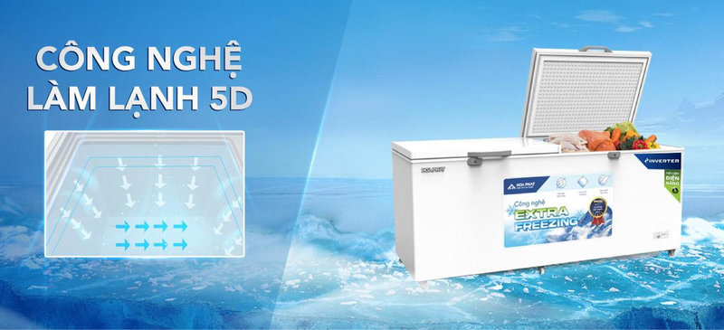 Công nghệ làm lạnh 5D tỏa hơi lạnh đồng đều khắp khoang tủ
