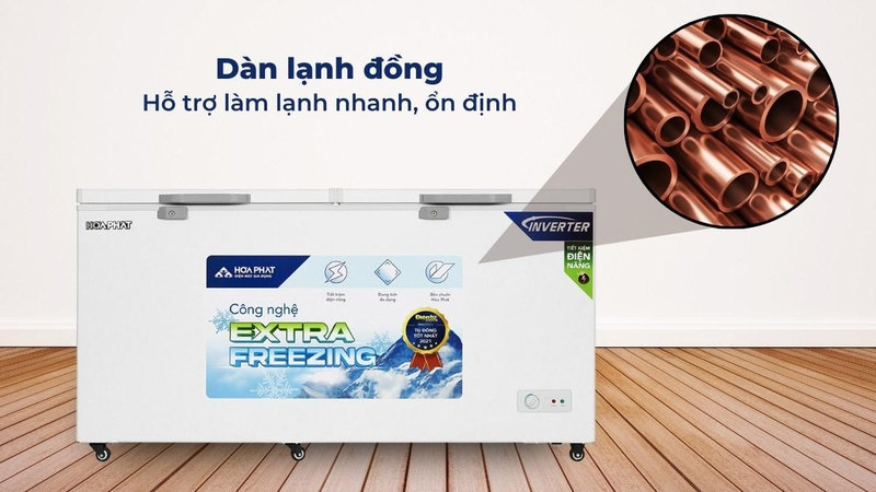 Dàn lạnh bằng đồng giúp làm lạnh nhanh và giữ nhiệt ổn định