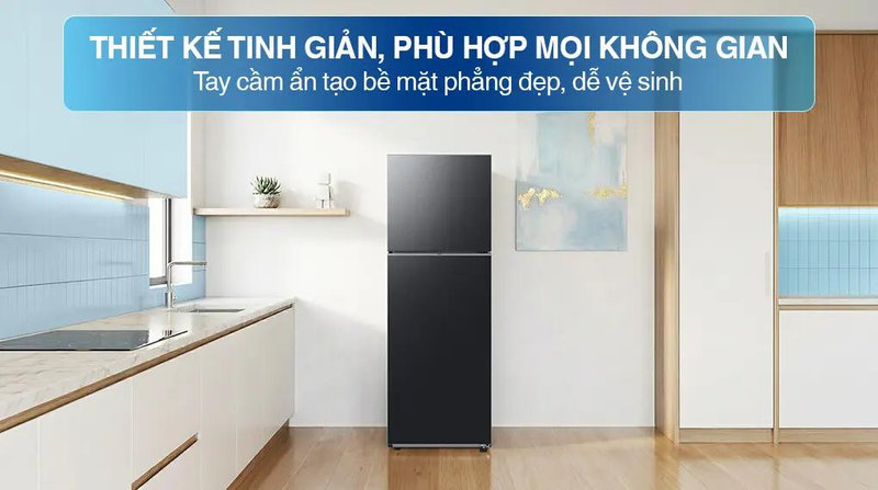 Tủ lạnh Samsung 2 cánh trên - dưới có thiết kế tối giản, dễ bài trí