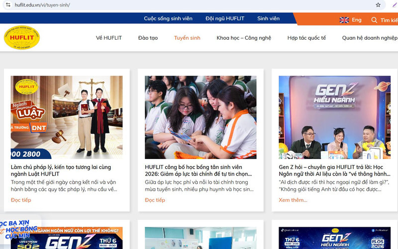 Website chính thức Trường Đại học Ngoại ngữ - Tin học TP.HCM (HUFLIT)