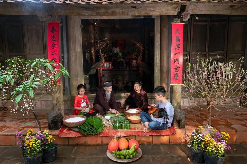 Gói bánh trưng ở Miền Bắc