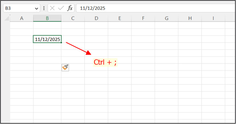 Chèn nhanh ngày hiện tại