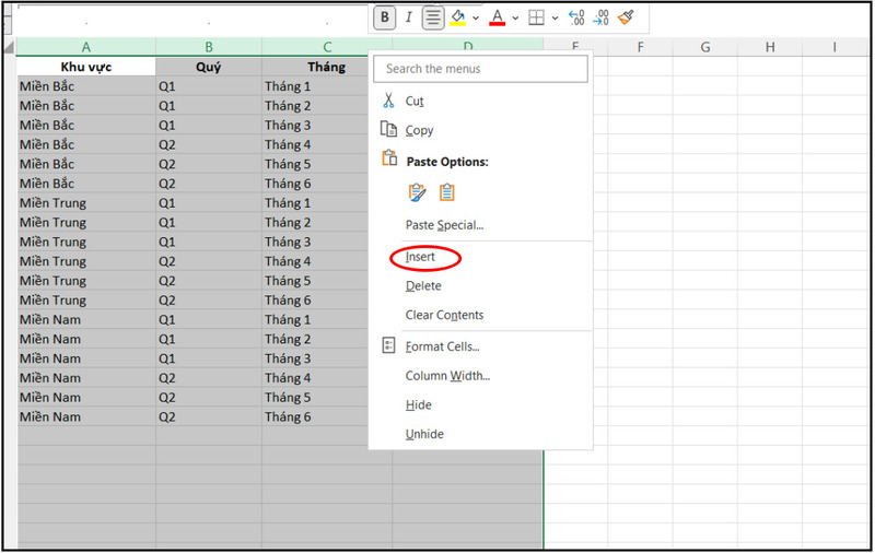 Thêm nhiều dòng hoặc cột mới