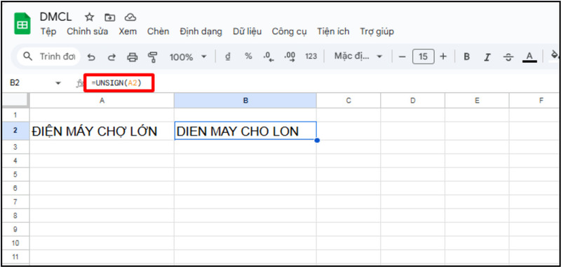 Kết quả sau khi sử dụng hàm UNSIGN