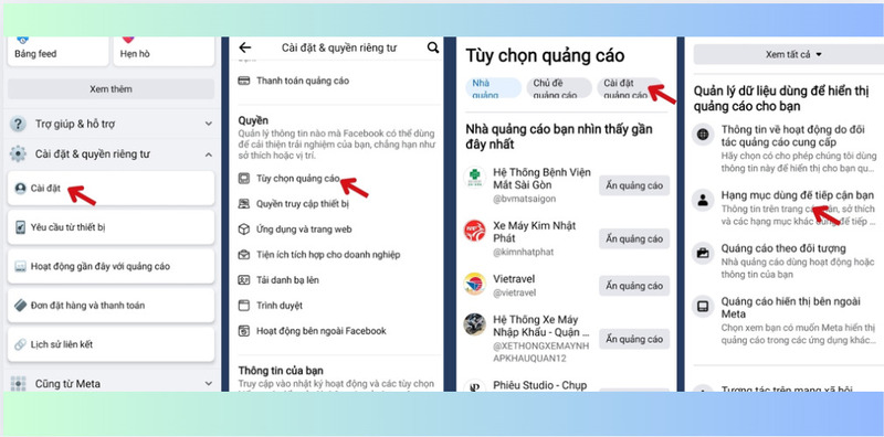 Các bước ẩn bớt quảng cáo theo thông tin cá nhân