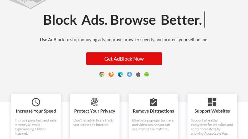 Giao diện website Adblock