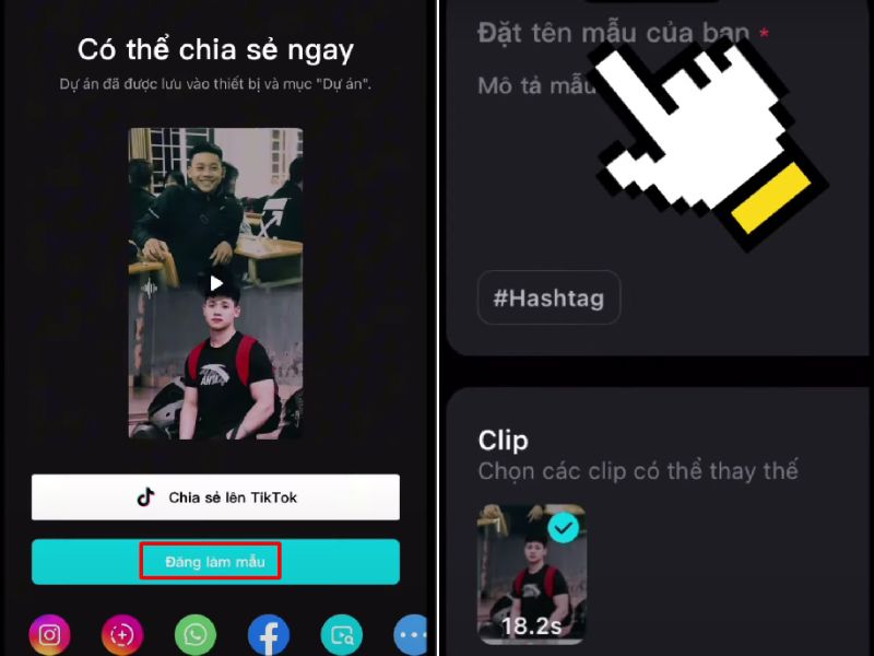 Nhấn “Đăng làm mẫu” để chuyển sang dạng chia sẻ
