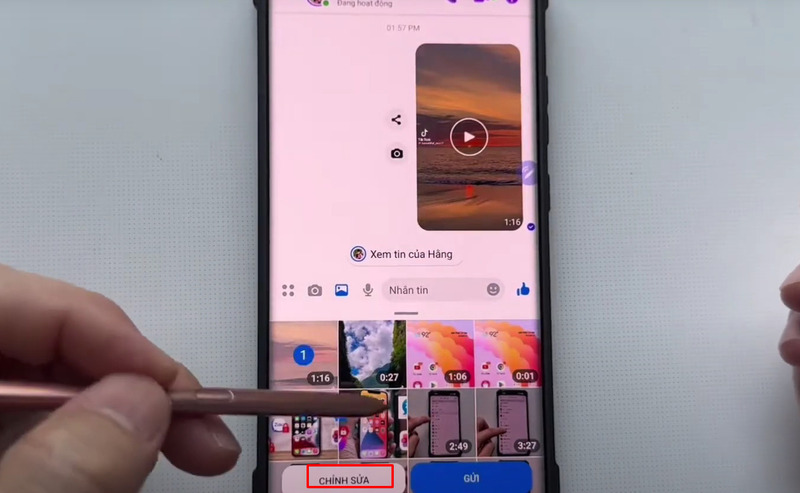 Chọn video muốn chia sẻ và nhấn Chỉnh sửa