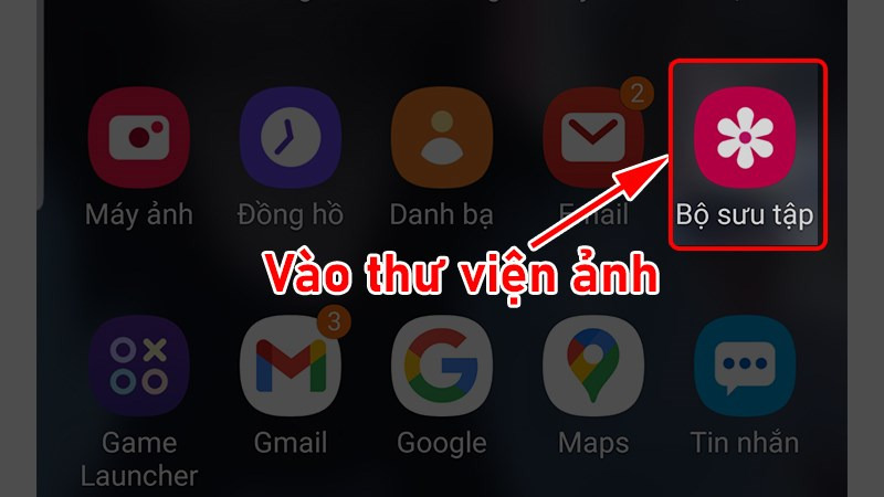 Chọn vào thư viện ảnh trên máy Android