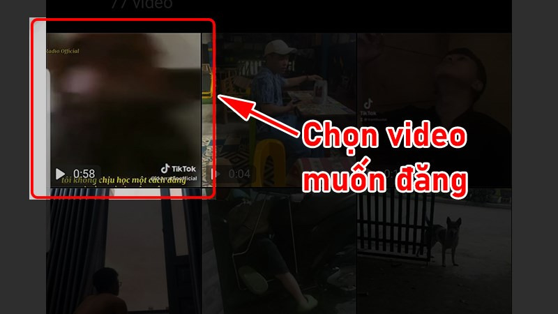 Tìm và chọn video bạn muốn chia sẻ lên story