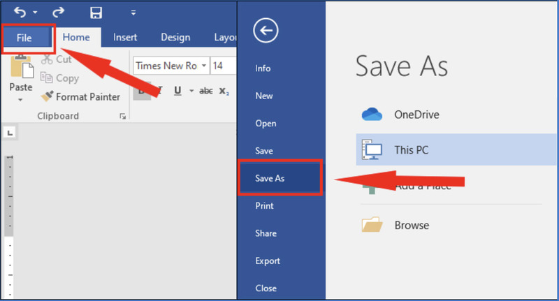 Chọn Save As để lưu tài liệu