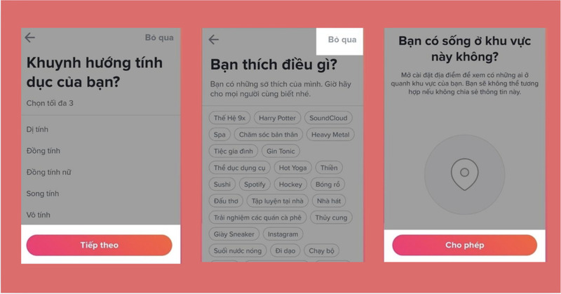 Cập nhật sở thích và khu vực