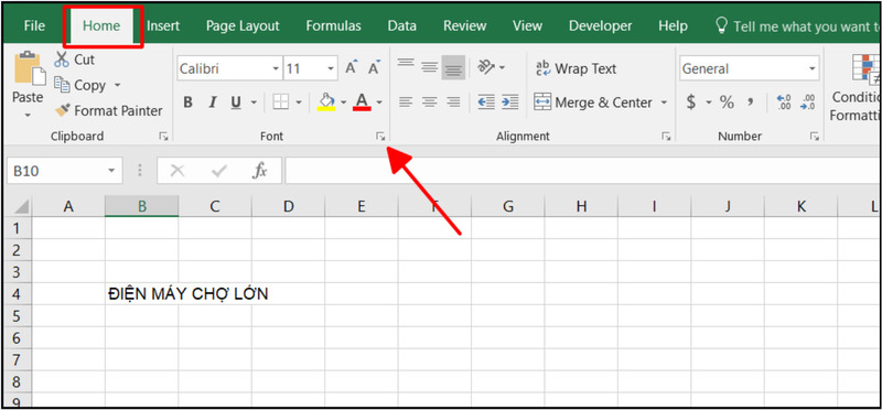 Nhấn vào để mở hộp thoại Format Cells