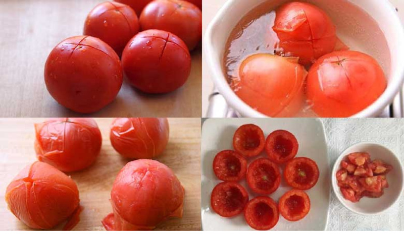 Các bước lột vỏ cà chua