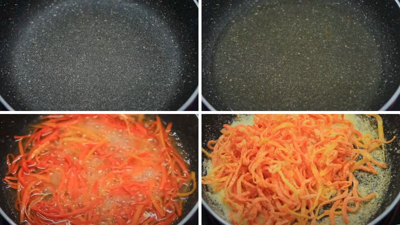 Sên mứt cà rốt trên chảo