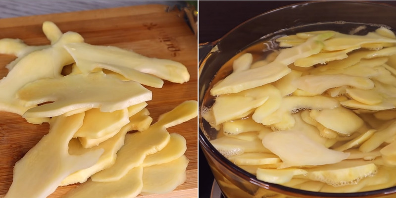 Luộc gừng với nước cốt chanh