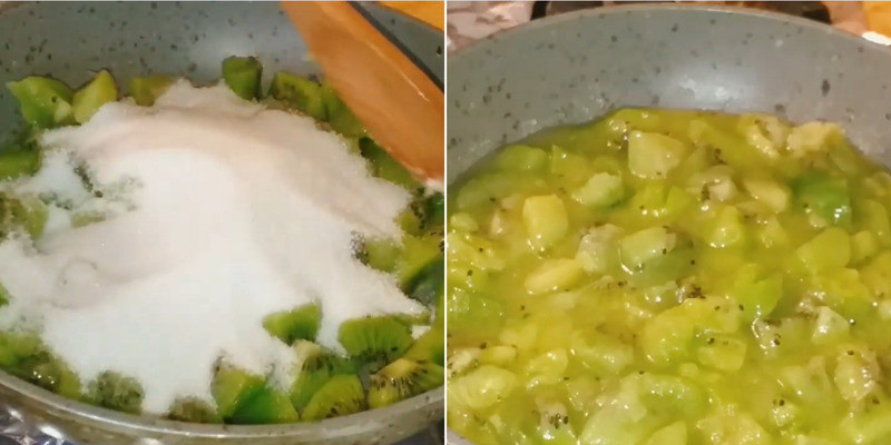 Sên mứt kiwi với đường và nước cốt chanh