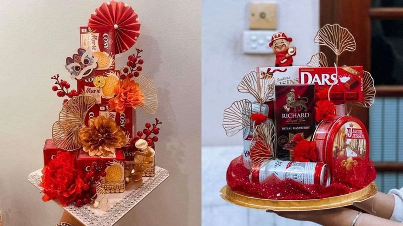 Ảnh tháp bánh màu đỏ rực rỡ