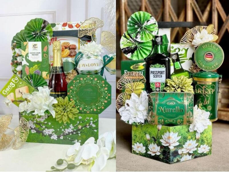 Giỏ quà màu xanh sang trọng