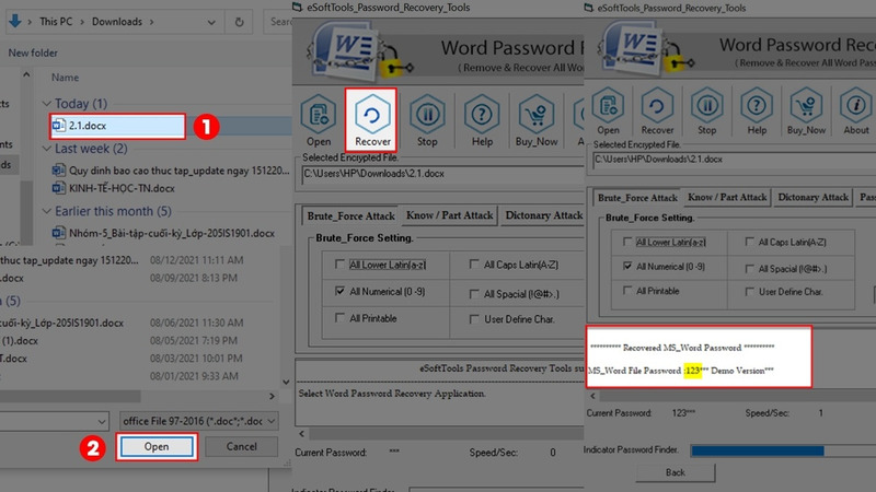 Xem mật khẩu đã khôi phục