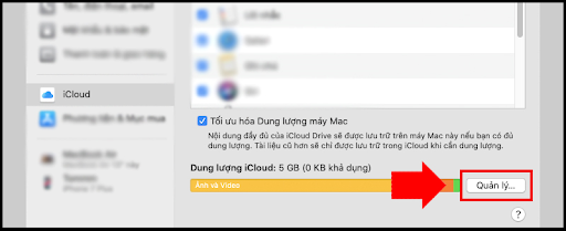 Cách mua sắm dung tích iCloud bên trên Macbook