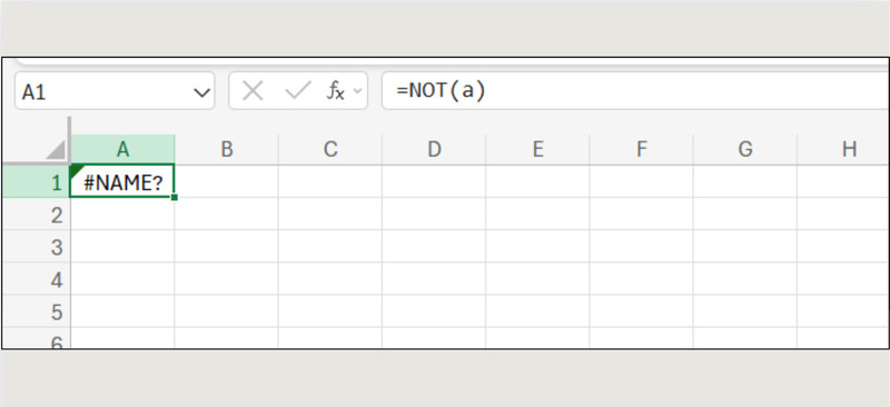 Lỗi #NAME? trong hàm NOT