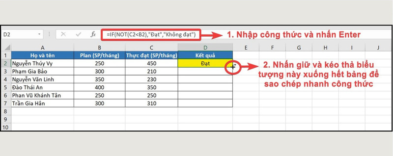 Cách sao chép công thức IF