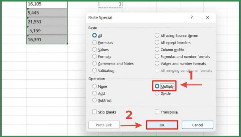 Chọn Multiply rồi nhấn OK
