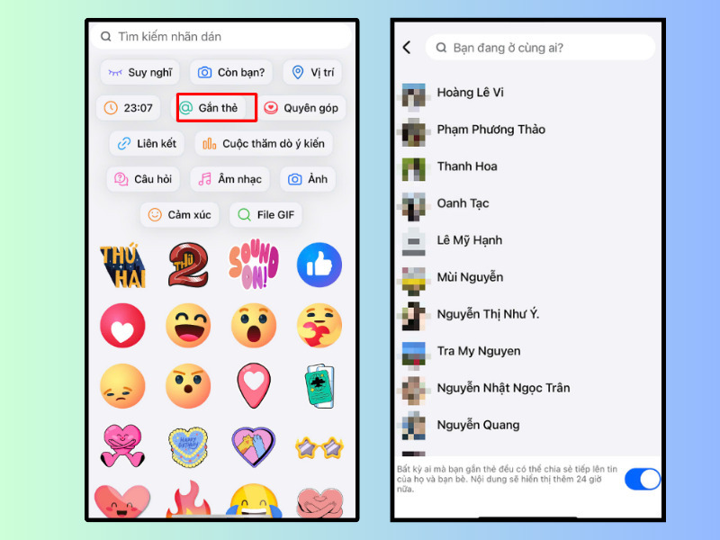 Chọn mục biểu tượng gắn thẻ