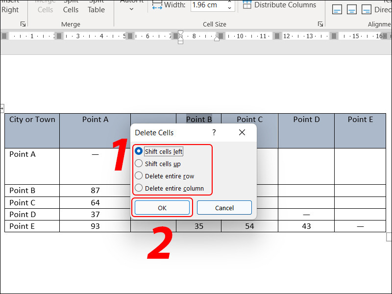 Lựa chọn kiểu xoá