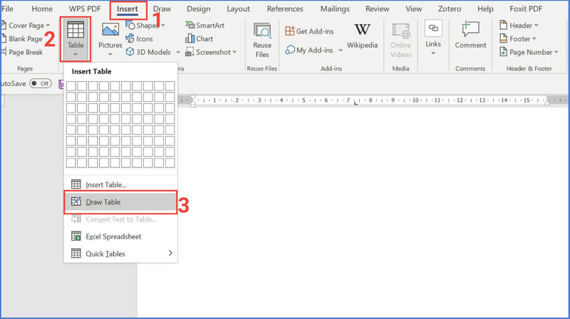 Chọn công cụ tạo bảng thủ công