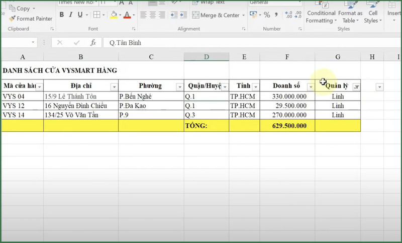 Kết quả sau khi lọc