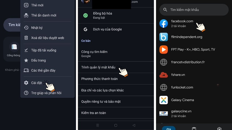 Các bước xem mật khẩu trên điện thoại Android từ Chrome