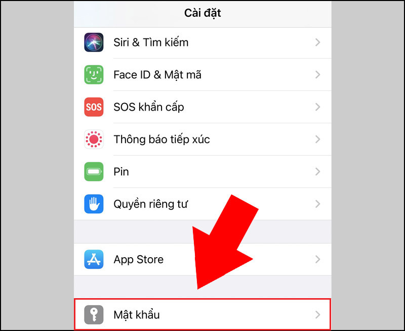 Mở Cài đặt và chọn vào Mật khẩu
