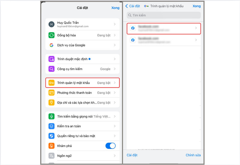 Vào mục trình quản lý mật khẩu trên Chrome