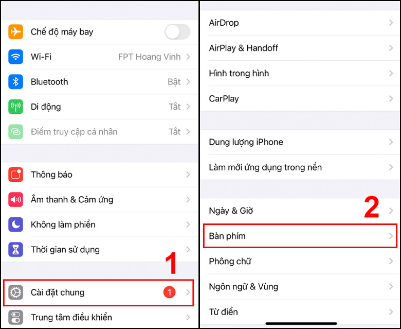 Cài đặt cách viết chữ có dấu trên iPhone, Ipad