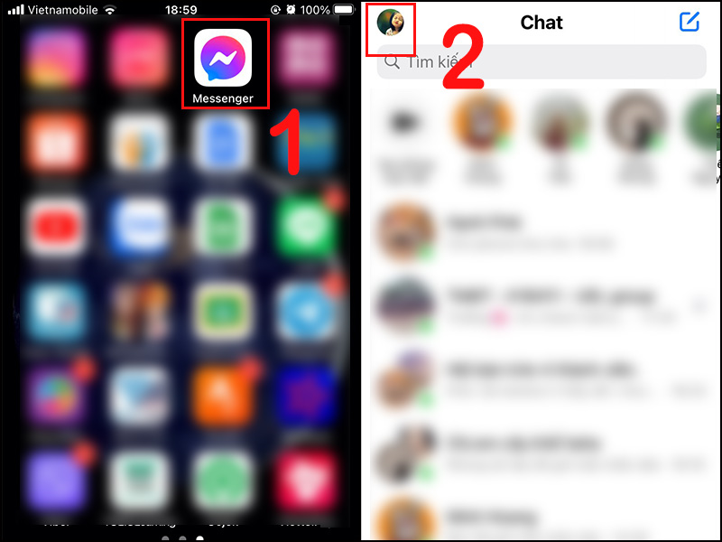 Bạn há phần mềm Messenger rồi nhấn nhập hình tượng hình thay mặt đại diện ở góc cạnh phía bên trái phía bên trên hình mẫu.