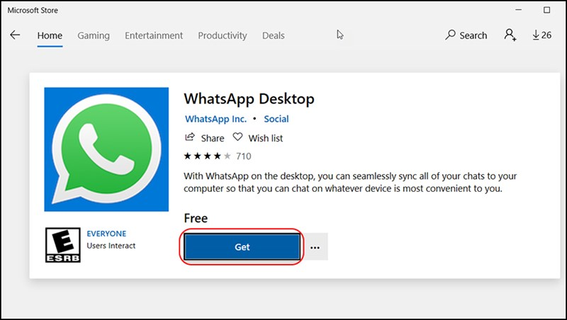 Vào Microsoft là cách tải Whatsapp về máy tính đơn giản nhất