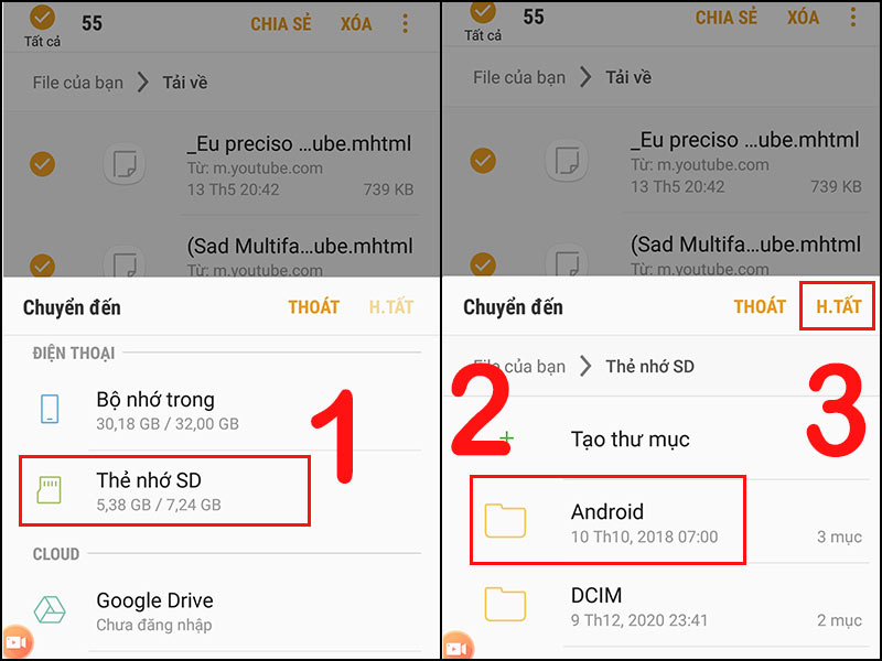 Chuyển dữ liệu từ Android sang Android bằng thẻ nhớ