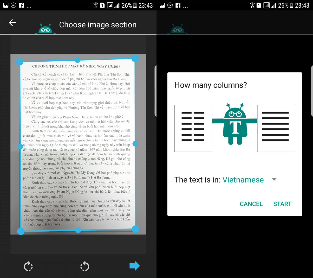Chuyển hình họa trở nên văn bạn dạng bên trên Android vị Text Fairy
