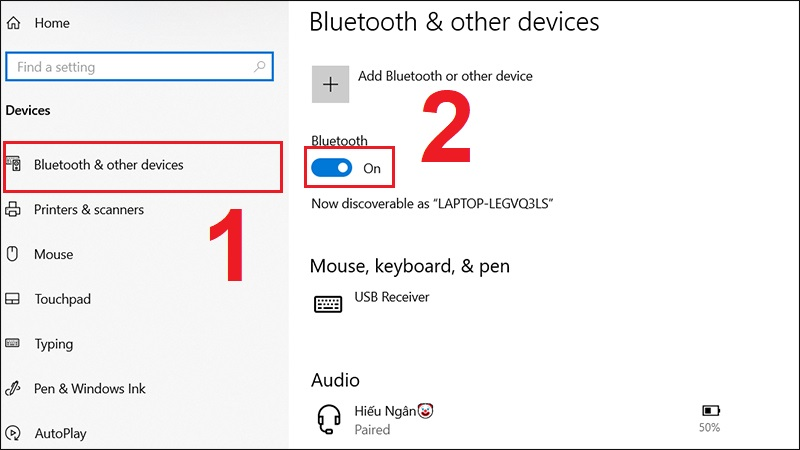 Bạn click vào “Bluetooth & devices” rồi gạt công tắc sang bên phải để bật Bluetooth.