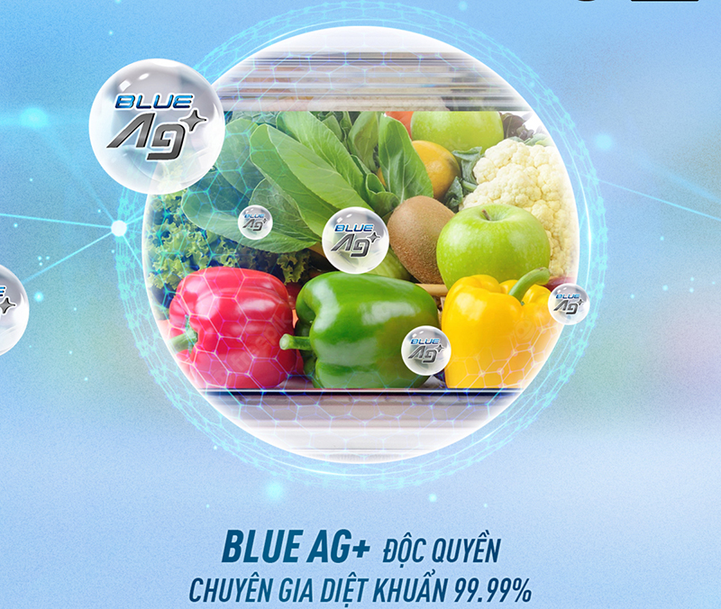 Diệt khuẩn 99,99%, thực phẩm đảm bảo tươi sạch từ công nghệ Blue Ag+.