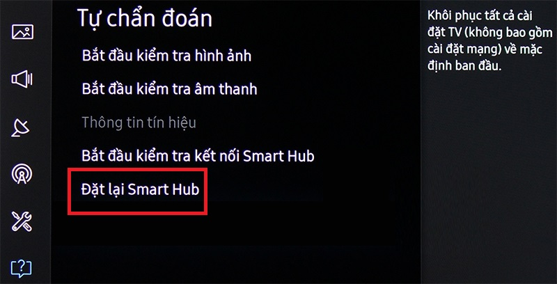 Chọn Đặt lại Smart Hub để xử lý lỗi không tìm kiếm được bằng giọng nói.