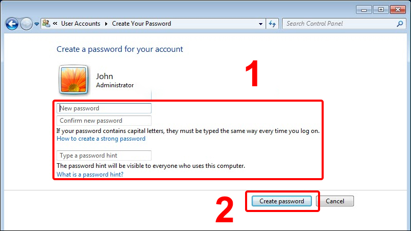 Điền password mới