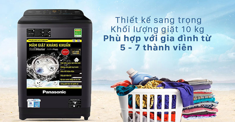 Máy giặt Panasonic 10 Kg NA-F100A9BRV - Thiết kế sang trọng, Khối lượng giặt 10 kg, phù hợp gia đình từ 5 - 7 người