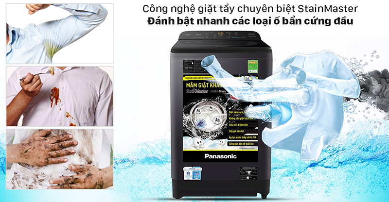 Máy giặt Panasonic 8.5 Kg NA-F85A9BRV - Đánh bật vết bẩn, bùn đất, nước sốt nhờ công nghệ giặt tẩy vết bẩn chuyên biệt StainMaster.