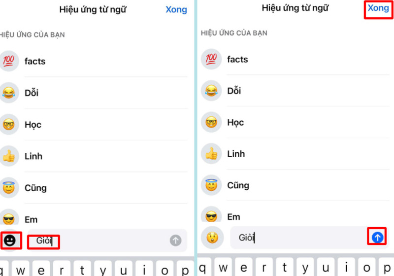 Nhấn vào biểu tượng mặt cười để thêm icon phù hợp