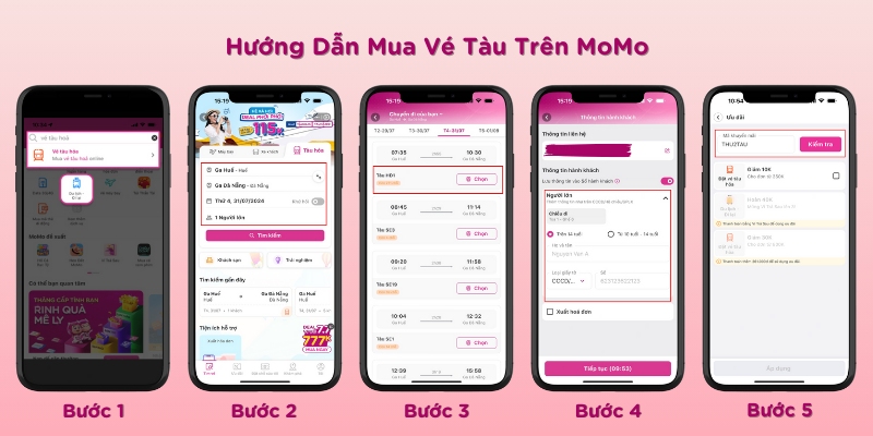 Hướng dẫn các bước đặt vé tàu trên ứng dụng MoMo đơn giản