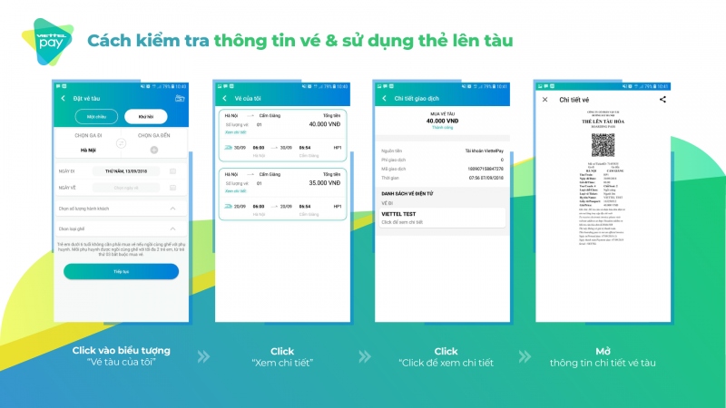 Cách kiểm tra thông tin vé tàu và sử dụng mã QR lên tàu trên ứng dụng Viettel Pay